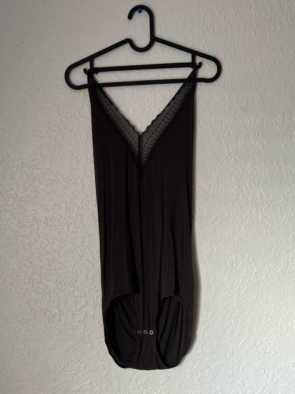 American Eagle Grey Lace Trim Halter Bodysuit